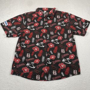 Birmingham Barons Hawaiian Shirt Adult XL Black Red‎ Short Sleeve Floral MiLB